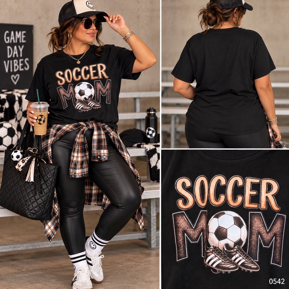 A New Day XXL Soccer Mom Graphic Tee Black Game Day Sports Mom Shirt 0542
